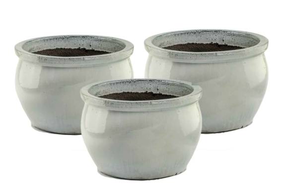 3 Vase mari, Glazed Round